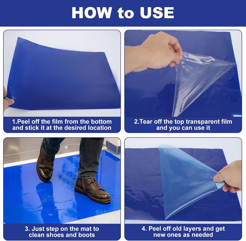 MUXHEL 300 Sheets 17’’ x 13’’ Basketball Sticky Mats, Adhesive Mats for Replacement, Sticky Mat for Shoes, Construction, Laboratory, Hospital, Medical, Office, Gym (Blue) - Image 4
